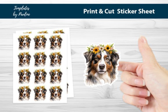 Australian Sheph Printable Sticker Sheet: Graphics & Print Templates
