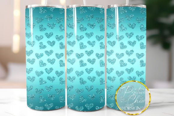Blue Hearts Glitter Tumbler Wrap Design: Graphics for Crafts Sellers