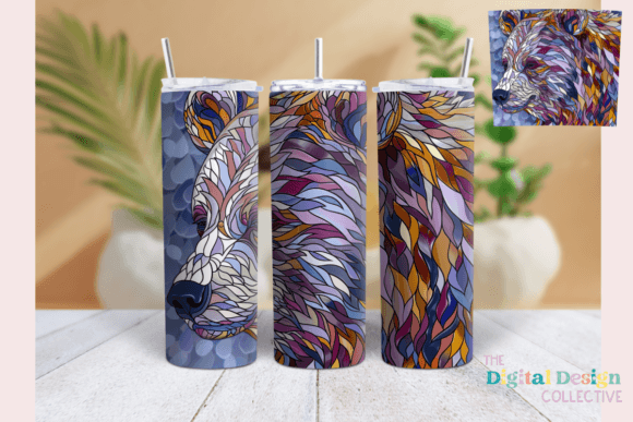 Brown Bear Stained Glass Graphics for Tumbler Wraps