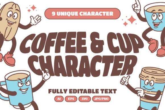 Coffee Retro Cartoon Character: Graphics & Crafts Asset Review