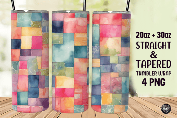 Colorful Squares Tumbler Wrap 20oz PNG Graphics