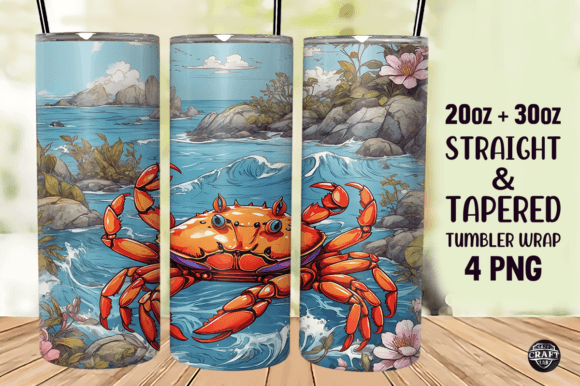 Crab Pattern Tumbler Wrap 20oz Skinny Graphics