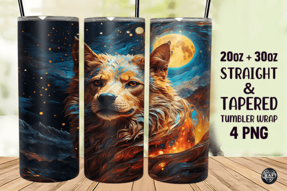 Dog with Flames Tumbler Wrap: Graphics for Bold Tumbler Wraps