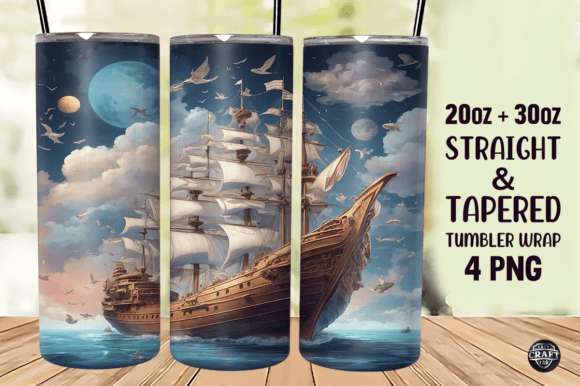 Dream Ships Tumbler Wrap 20oz Skinny PNG Graphics