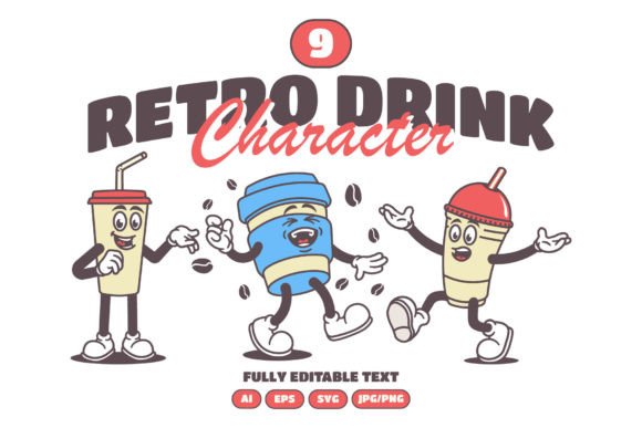Drinky Retro Cartoon: Graphics for Crafts & Editorial Charm