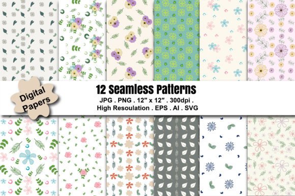 FLORAL SEAMLESS PATTERNED DIGITAL PAPER: Graphics & Patterns for Real Publishing
