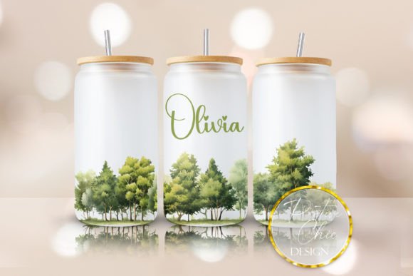 Forest Libbey Can Glass Wrap PNG UVDTF: Graphics for Crafts