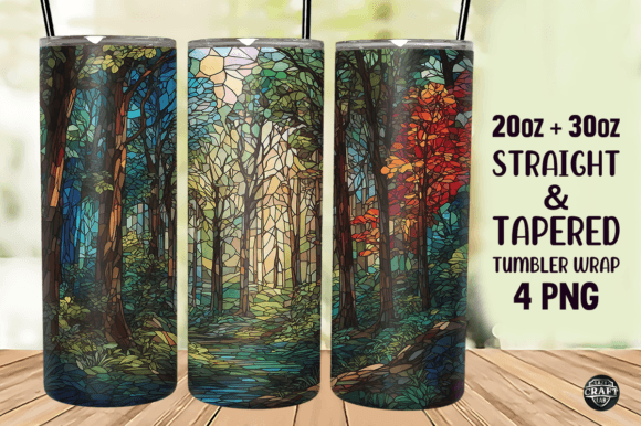 Forest Stained Glass Tumbler Wrap 20oz Graphics