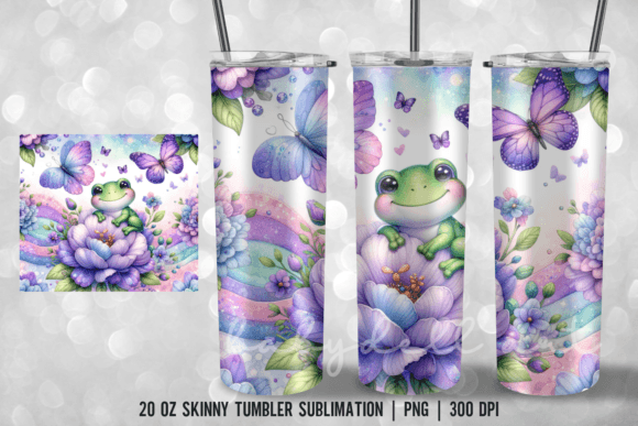 Frog Butterfly Flowers Graphics for Crafts