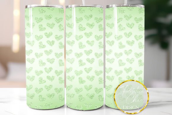 Glitter Lime Hearts Tumbler Wrap Design