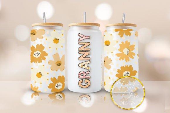 Granny Libbey Glass Floral UVDTF Wrap: Graphics for Crafts & Local Branding