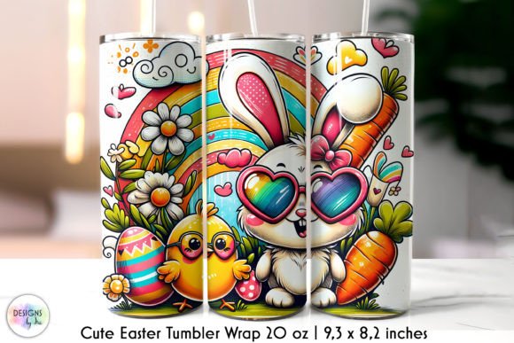 Groovy Easter Bunny & Chicks Tumbler Wraps Graphics