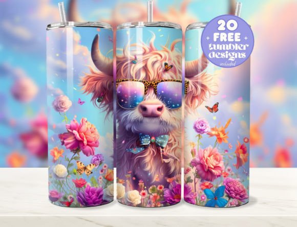 Highland Cow Tumbler Wrap Design