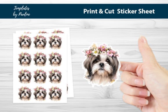 Maltese Shih Tzu Printable Sticker Sheet: Graphics for Print Templates