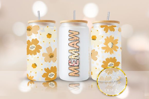 Memaw Libbey Floral UVDTF Wrap: Graphics for Crafts & Branding