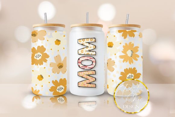 Mom Libbey Can Glass Floral UVDTF Wrap: Graphics for Crafts-First Branding