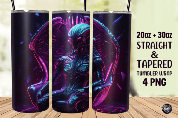 Neon Alien Tumbler Wrap: Graphics for Bold Tumbler Wraps