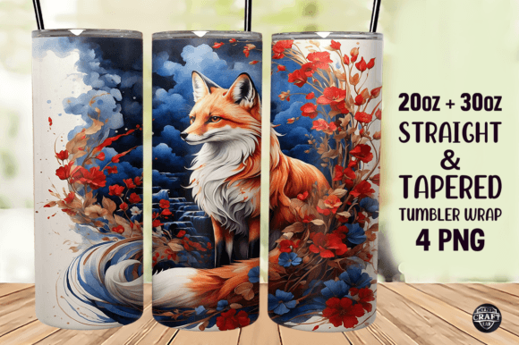 Painting Flowers Fox Tumbler Wrap 20oz Graphics