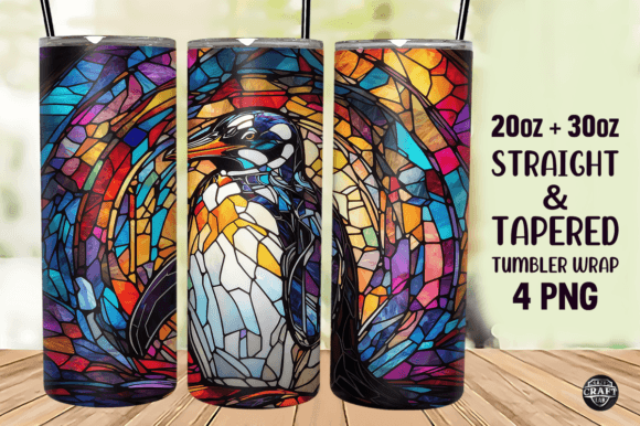 Penguin Stained Glass Tumbler Wrap 20oz Graphics