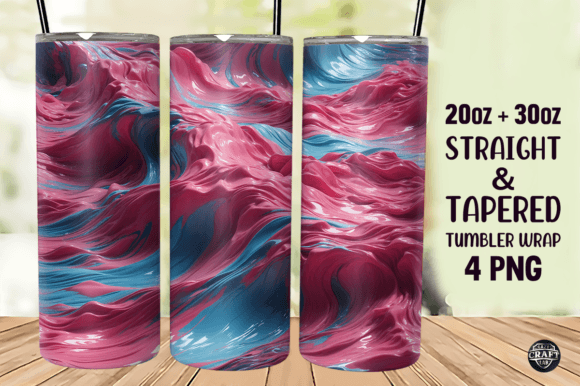 Pink Blue Inflated Wave Tumbler Wrap Graphics