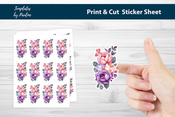 Pink Fllower Printable Sticker Sheet: Graphics & Print Templates