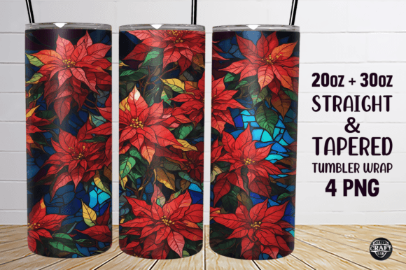 Poinsettia Flowers Stained Glass Tumbler