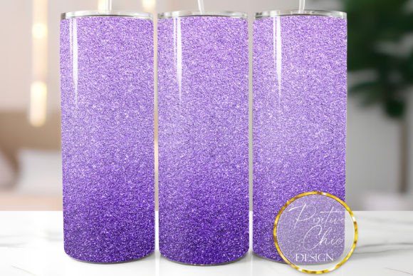 Purple Glitter Tumbler Wrap Design PNG for Crafts & Graphics