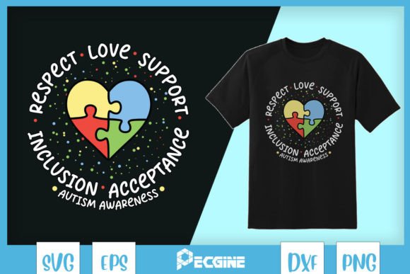 Respect Love Autism Awareness SVG Graphics for T-Shirt Designs