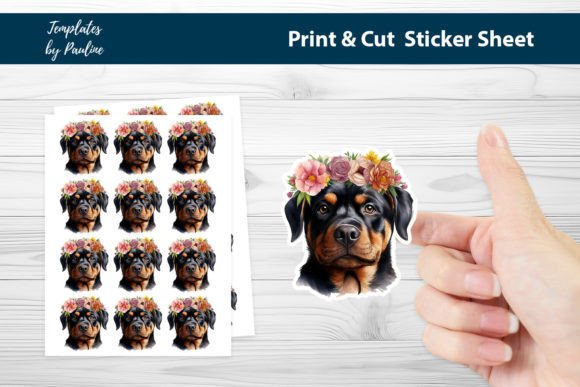 Rottweiler Printable Sticker Sheet: Graphics & Print Templates