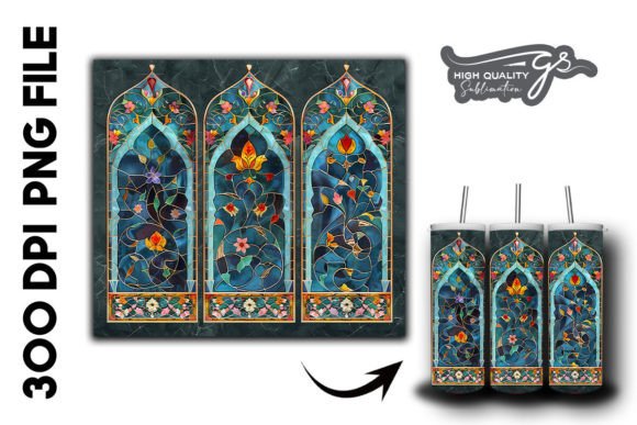 Stained Glass Islamic Tumbler Wrap 24 Graphics