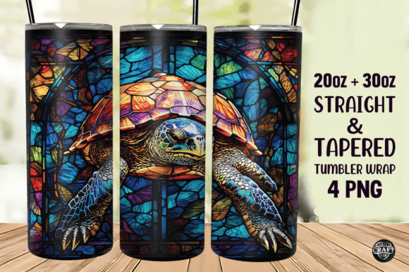 Turtle Stained Glass Tumbler Wrap 20oz