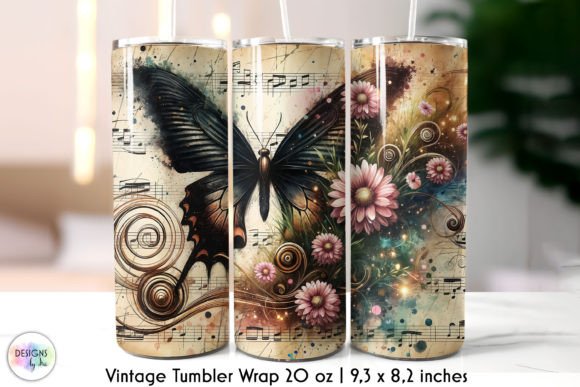 Vintage Butterfly Tumbler Wrap Design: Graphics for Tumbler Wraps