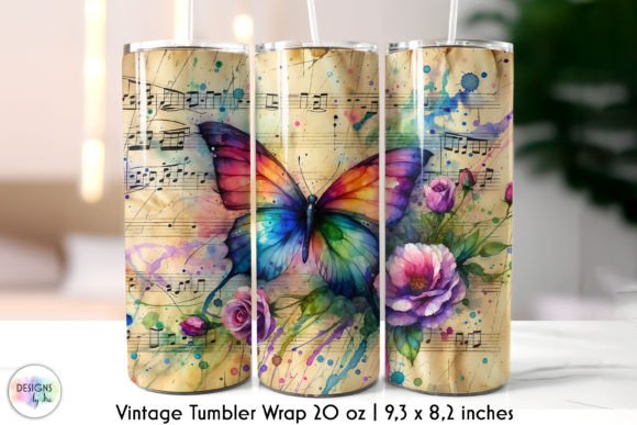 Vintage Butterfly Tumbler Wraps & Graphics