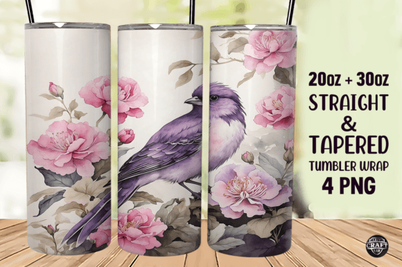 Watercolor Bird Painting Tumbler Wrap Graphics