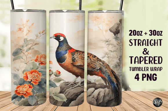 Watercolor Pheasant Tumbler Wrap 20oz