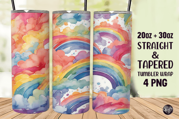 Watercolor Rainbows Tumbler Wraps Graphics