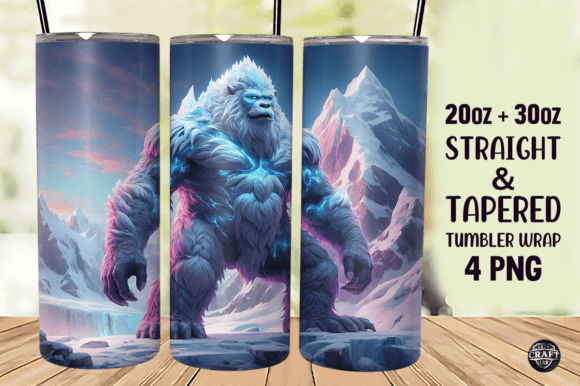 Yeti in the Snow Tumbler Wrap 20oz PNG: Graphics for Cozy Branding